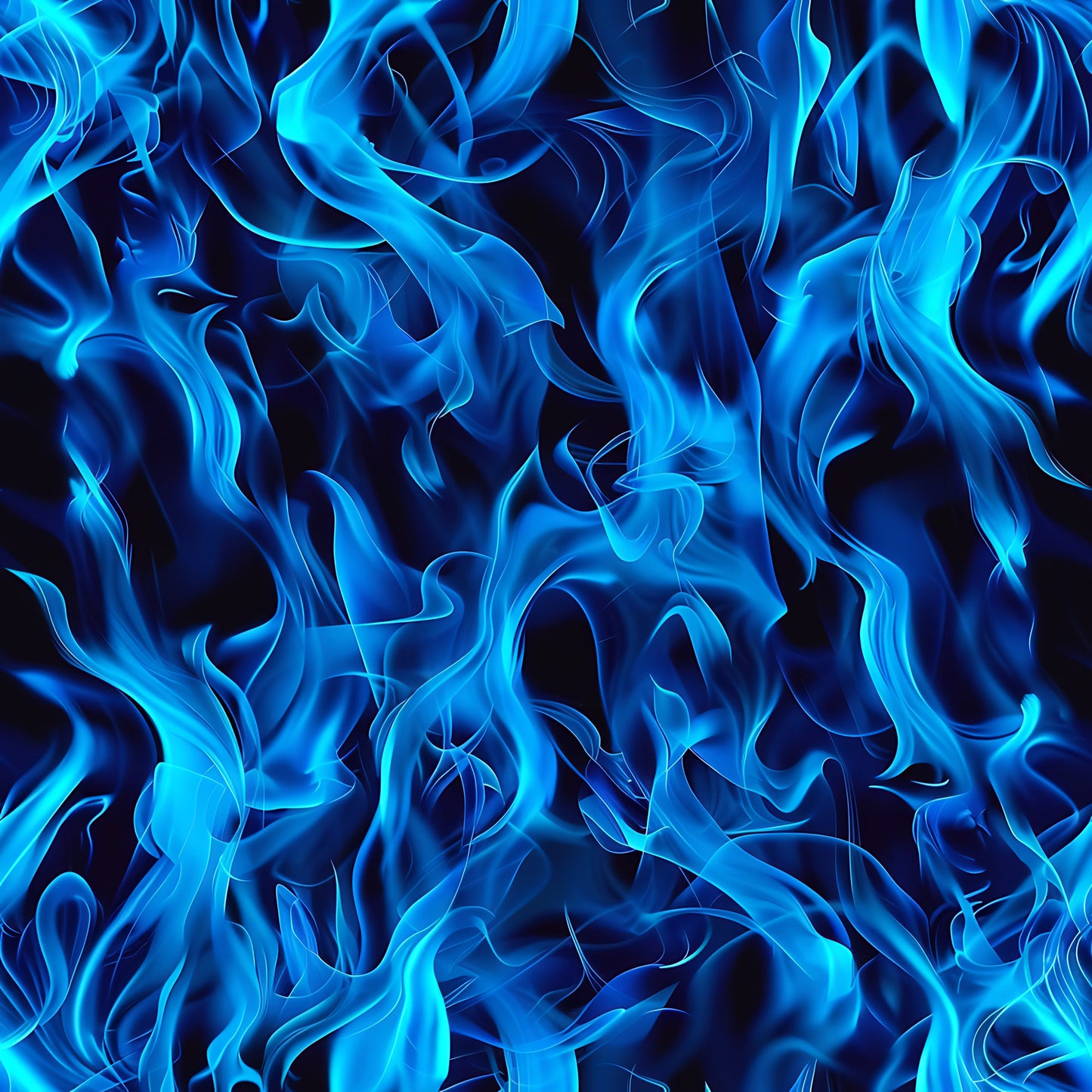blue flames, electric blue, turquoise, navy blue, fire pattern, flame design, abstract flames, flowing flames, smoky tendrils, quilting cotton, fabric panel, modern abstract, dynamic movement, swirling pattern, bright blue, luminous flames, contemporary design, energetic mood, vivid colors