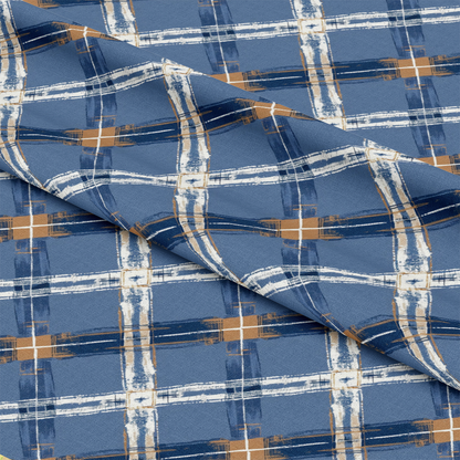 Blue and Brown Gingham Pattern 10 Quilting Cotton Fabric