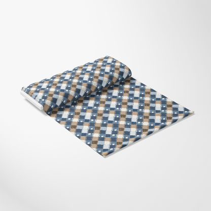 Blue and Brown Gingham Pattern 3 Quilting Cotton Fabric