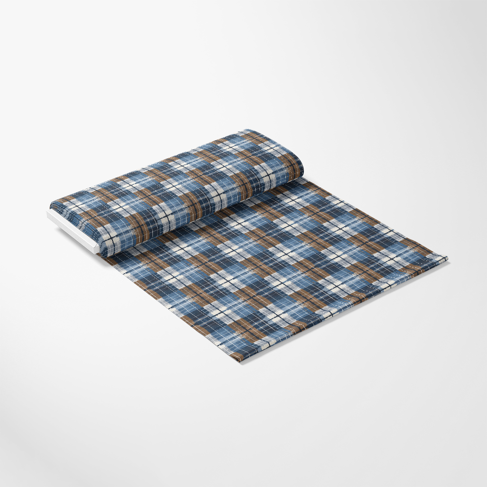 Blue and Brown Gingham Pattern 6 Quilting Cotton Fabric