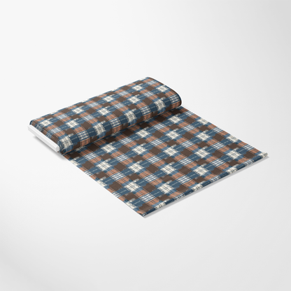 Blue and Brown Gingham Pattern 7 Quilting Cotton Fabric