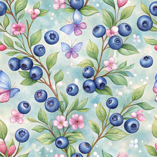 Blueberry Garden Pattern 3 Quilting Cotton Fabric