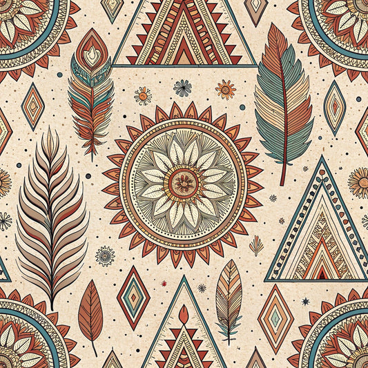 Boho Tribal Mandala Pattern 9 Quilting Cotton Fabric