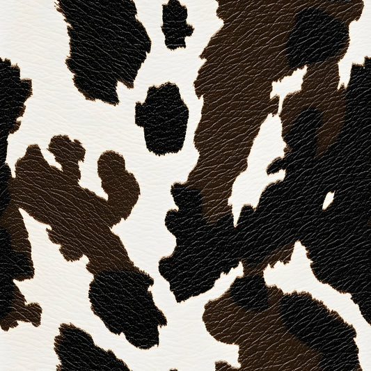 brown, white, cream, cow pattern, animal print, cowhide spots, irregular shapes, organic pattern, quilting cotton, fabric panel, rustic, farmhouse style, livestock motif, natural texture, earth tones, bovine design, country theme, western style, ranch aesthetic