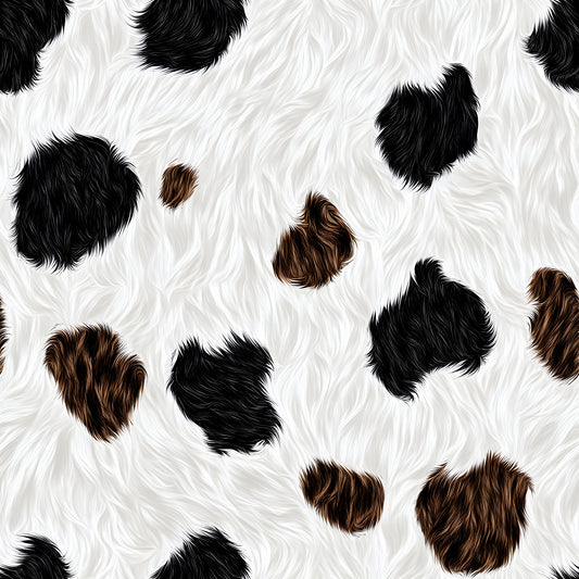 Bold Brown and White Cow Pattern 11 Quilting Cotton Fabric