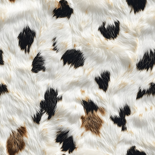 Bold Brown and White Cow Pattern 13 Quilting Cotton Fabric