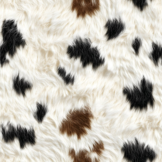 Bold Brown and White Cow Pattern 17 Quilting Cotton Fabric