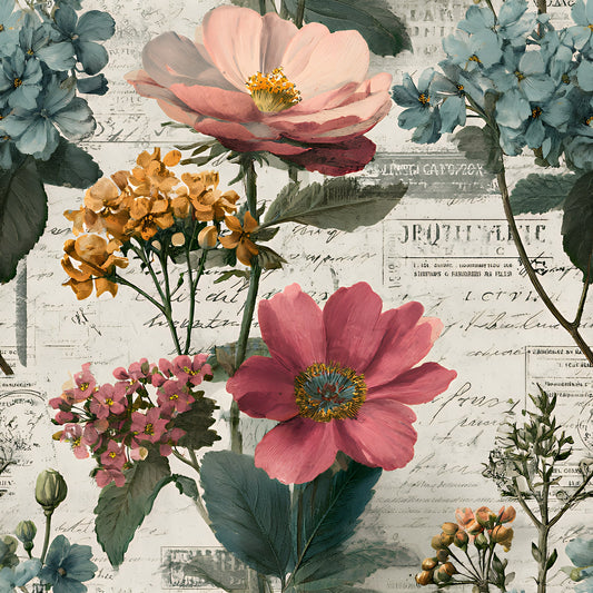 Botanical Floral Collage Pattern 2 Quilting Cotton Fabric