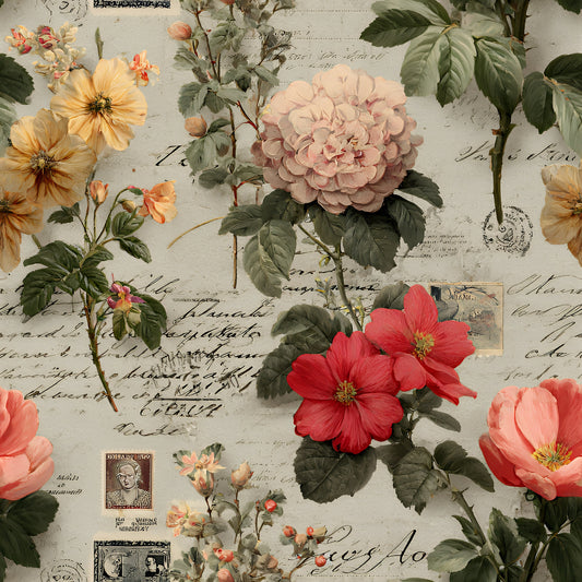 Botanical Floral Collage Pattern 4 Quilting Cotton Fabric