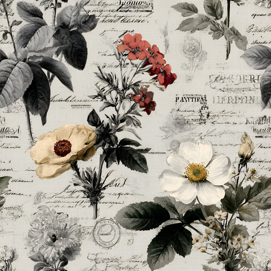 Botanical Floral Collage Pattern 5 Quilting Cotton Fabric