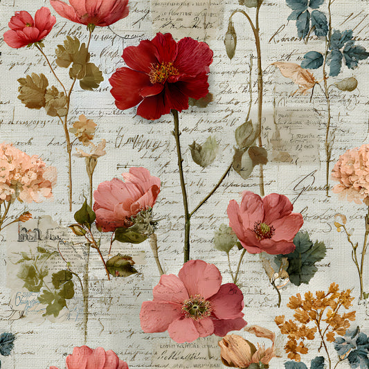 Botanical Floral Collage Pattern 7 Quilting Cotton Fabric