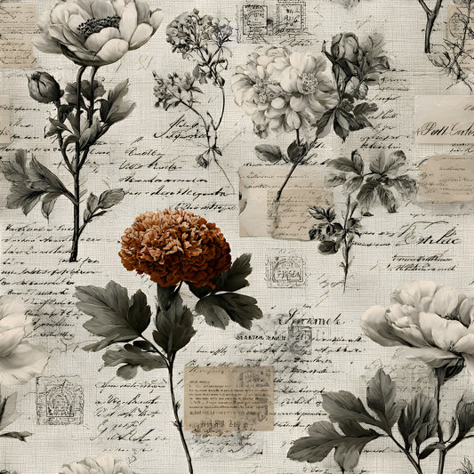 Botanical Floral Collage Pattern 8 Quilting Cotton Fabric