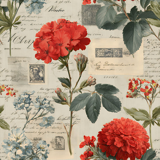 Botanical Floral Collage Pattern 9 Quilting Cotton Fabric