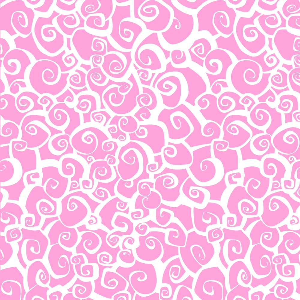 Abstract pattern of white swirls on a pink background, creating a continuous and repetitive design.