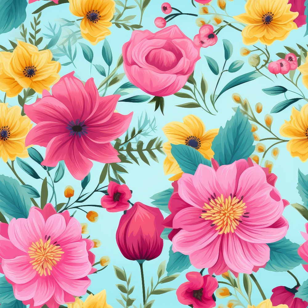 Bright Summer Blooming Flowers 11 Quilting Cotton Fabric