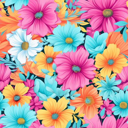 Bright Summer Blooming Flowers 3 Quilting Cotton Fabric