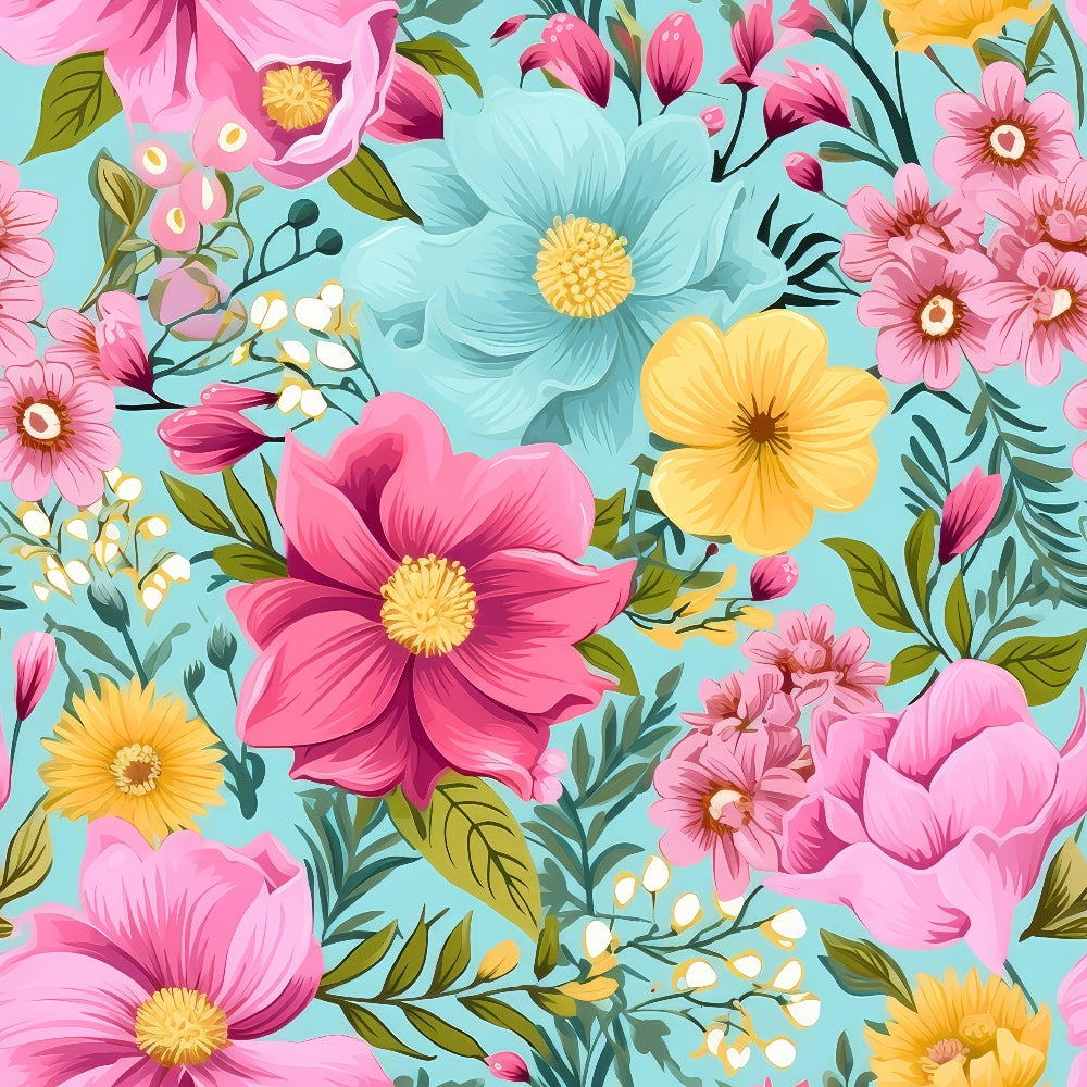 Bright Summer Blooming Flowers 6 Quilting Cotton Fabric