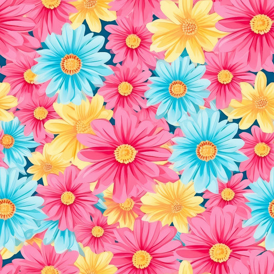 Bright Summer Blooming Flowers 7 Quilting Cotton Fabric