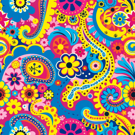 Bright Preppy Paisley Pattern 1 Quilting Cotton Fabric