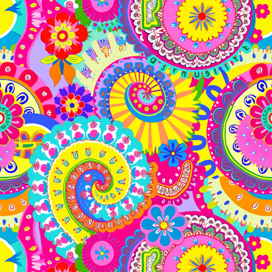 Bright Preppy Paisley Pattern 11 Quilting Cotton Fabric