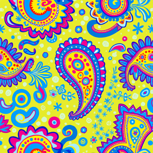 Bright Preppy Paisley Pattern 13 Quilting Cotton Fabric