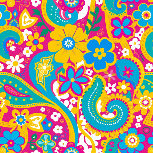 Bright Preppy Paisley Pattern 14 Quilting Cotton Fabric