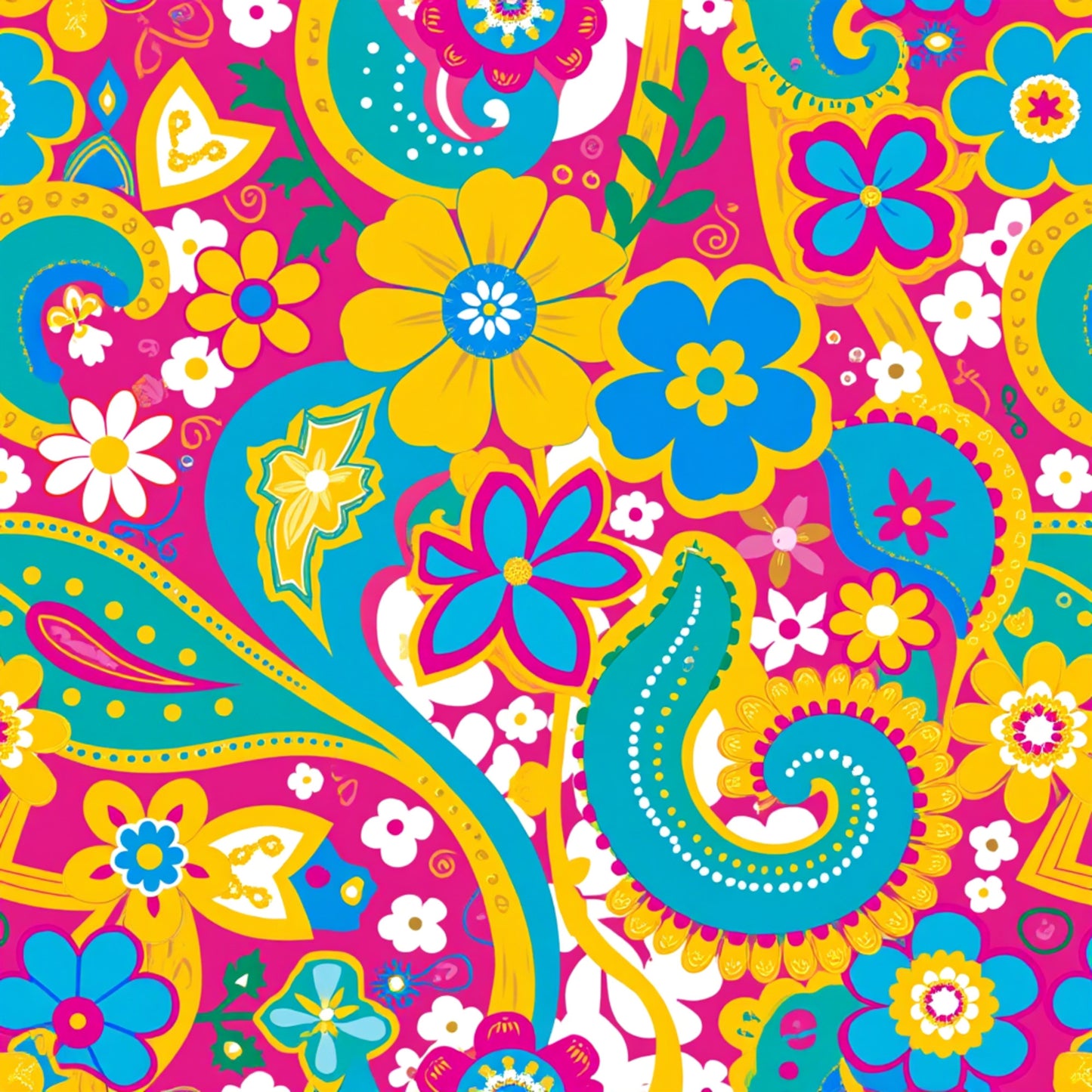 Bright Preppy Paisley Pattern 14 Quilting Cotton Fabric