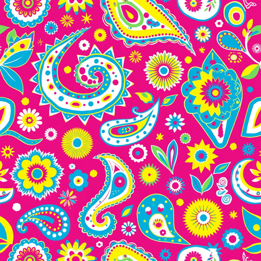 Bright Preppy Paisley Pattern 15 Quilting Cotton Fabric