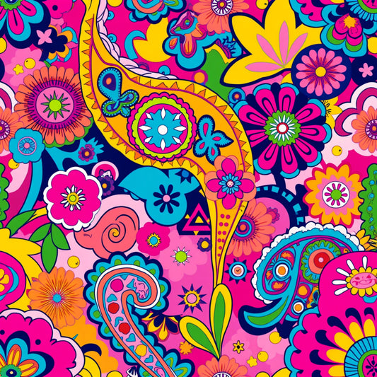 Bright Preppy Paisley Pattern 16 Quilting Cotton Fabric