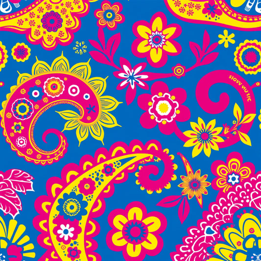 Bright Preppy Paisley Pattern 17 Quilting Cotton Fabric