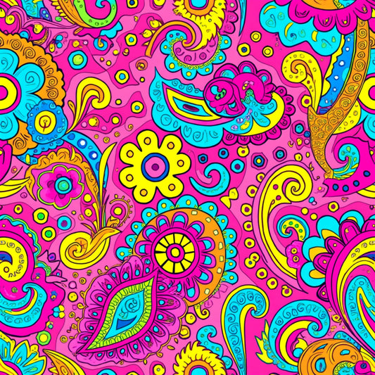 Bright Preppy Paisley Pattern 18 Quilting Cotton Fabric