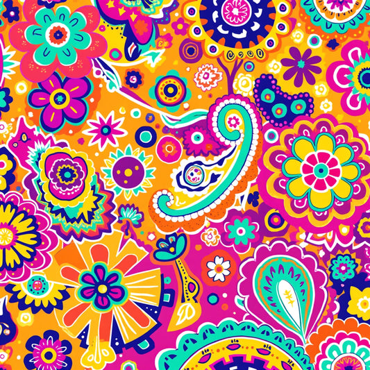 Bright Preppy Paisley Pattern 19 Quilting Cotton Fabric