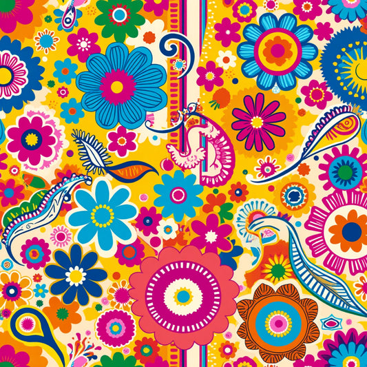 Bright Preppy Paisley Pattern 20 Quilting Cotton Fabric