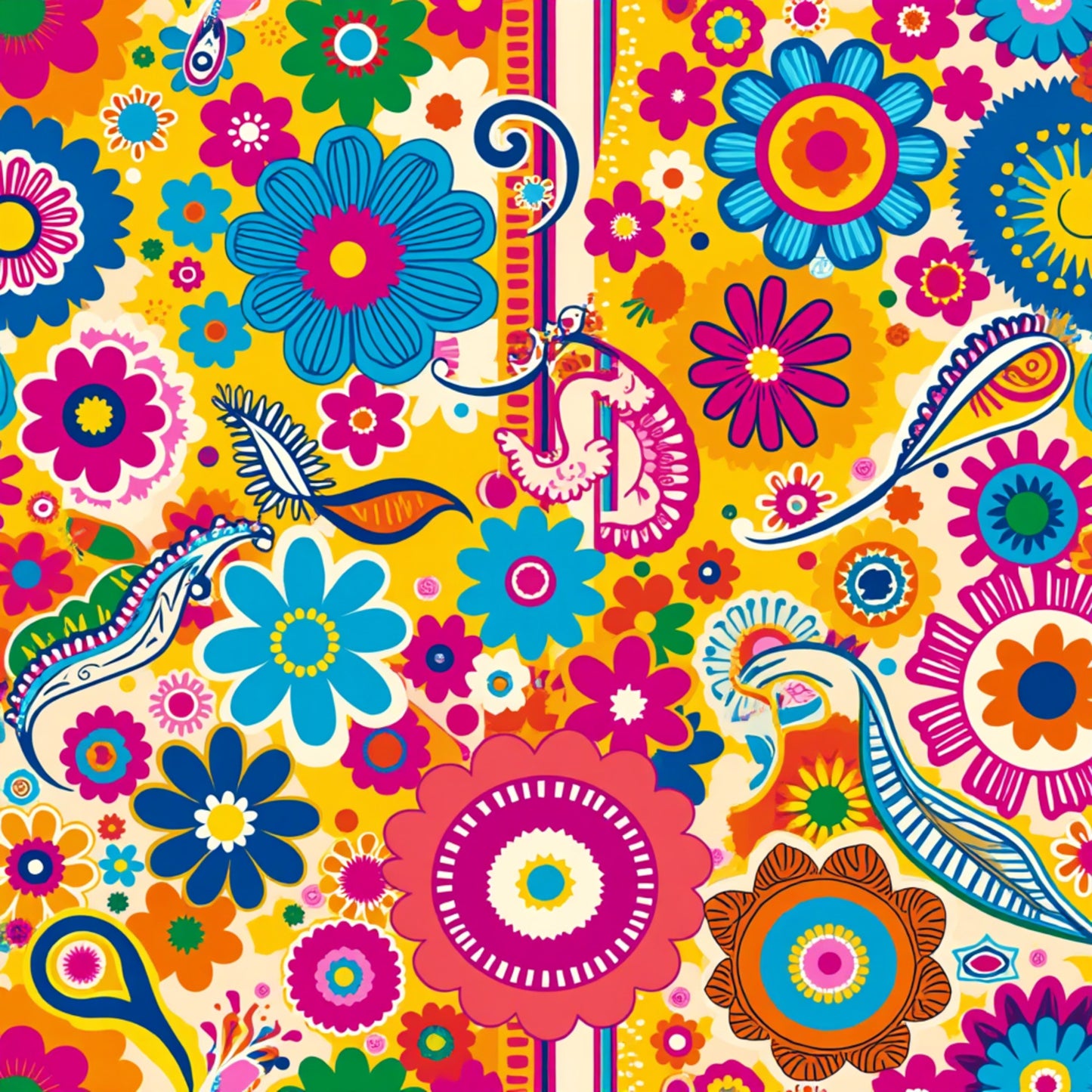 Bright Preppy Paisley Pattern 20 Quilting Cotton Fabric
