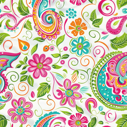 Bright Preppy Paisley Pattern 21 Quilting Cotton Fabric