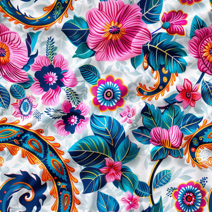Bright Preppy Paisley Pattern 23 Quilting Cotton Fabric