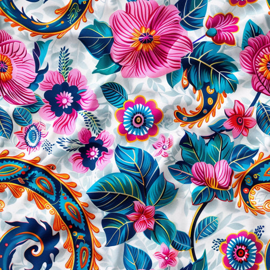 Bright Preppy Paisley Pattern 23 Quilting Cotton Fabric