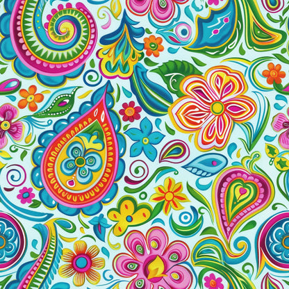 Bright Preppy Paisley Pattern 25 Quilting Cotton Fabric