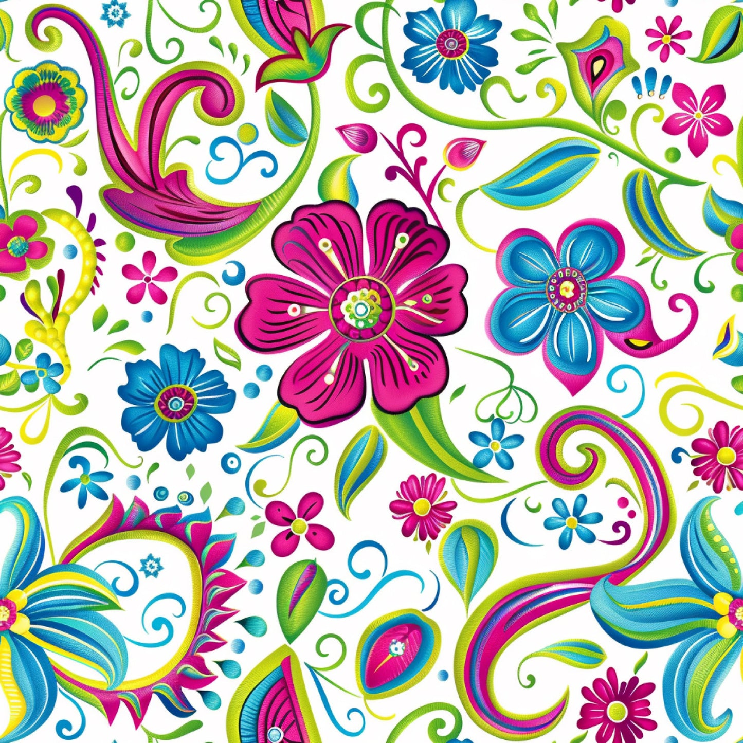 Bright Preppy Paisley Pattern 26 Quilting Cotton Fabric