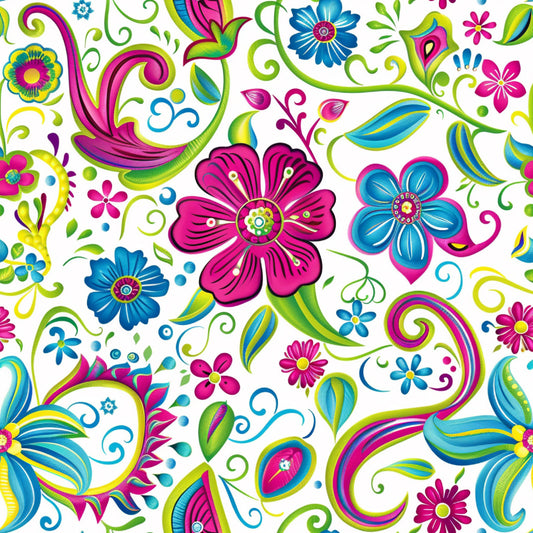 Bright Preppy Paisley Pattern 26 Quilting Cotton Fabric