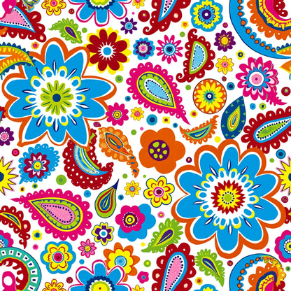 Bright Preppy Paisley Pattern 3 Quilting Cotton Fabric