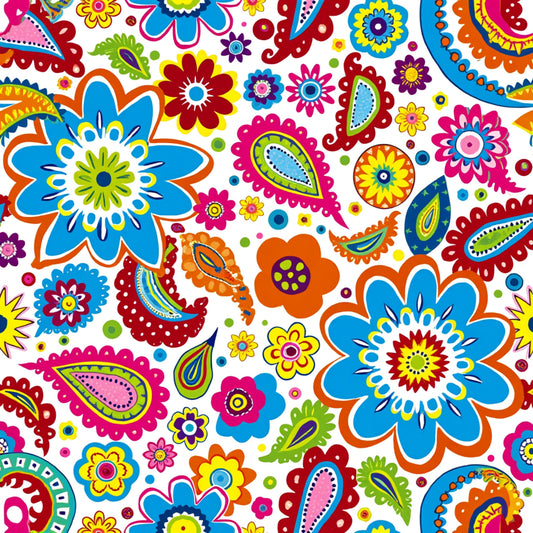 Bright Preppy Paisley Pattern 3 Quilting Cotton Fabric