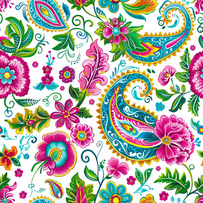 Bright Preppy Paisley Pattern 31 Quilting Cotton Fabric