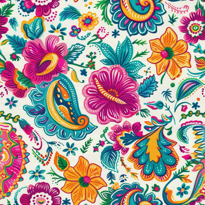 Bright Preppy Paisley Pattern 33 Quilting Cotton Fabric