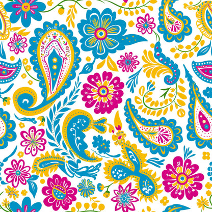 Bright Preppy Paisley Pattern 34 Quilting Cotton Fabric