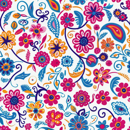 Bright Preppy Paisley Pattern 36 Quilting Cotton Fabric
