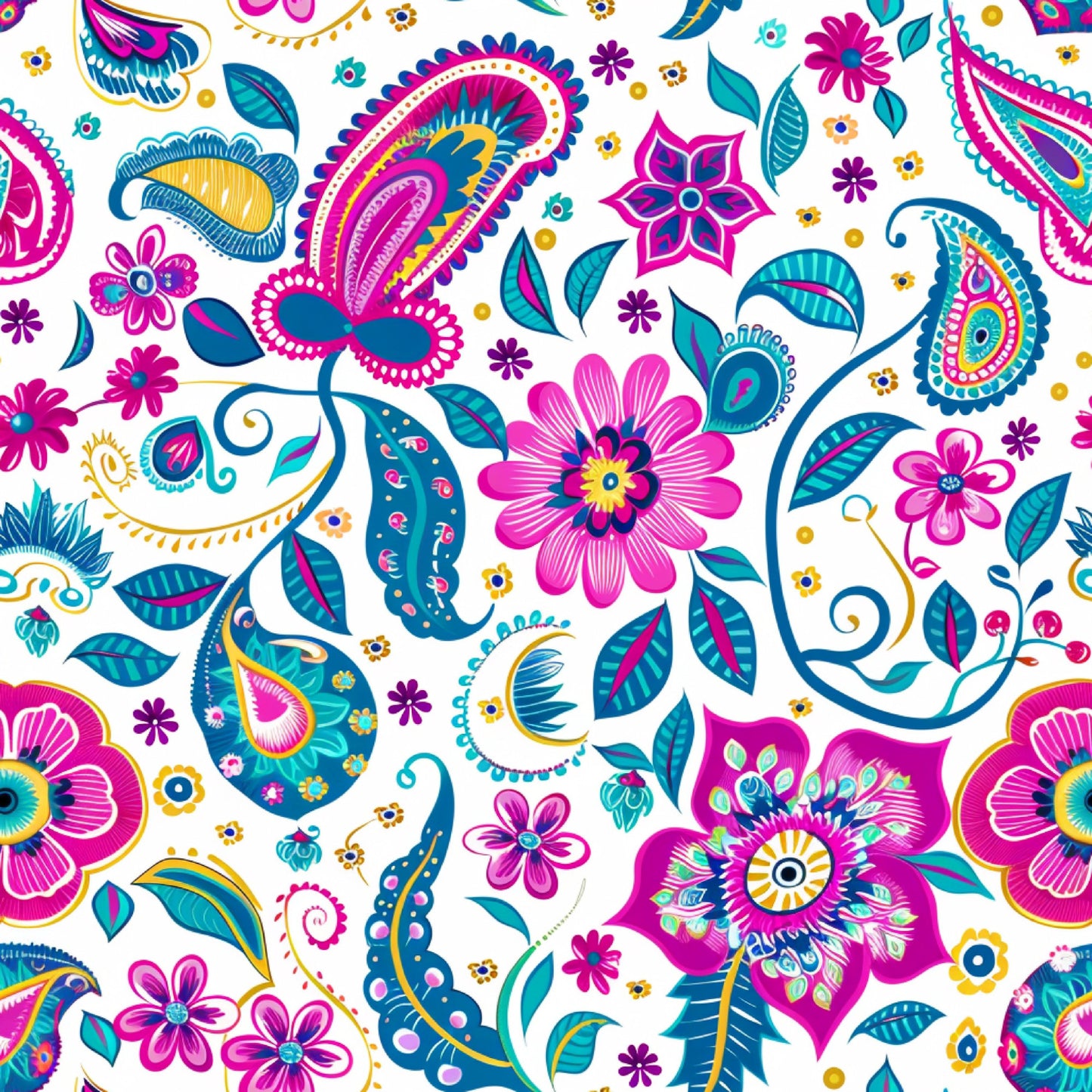 Bright Preppy Paisley Pattern 37 Quilting Cotton Fabric