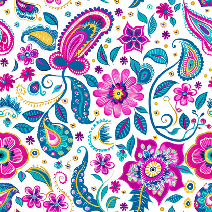 Bright Preppy Paisley Pattern 37 Quilting Cotton Fabric