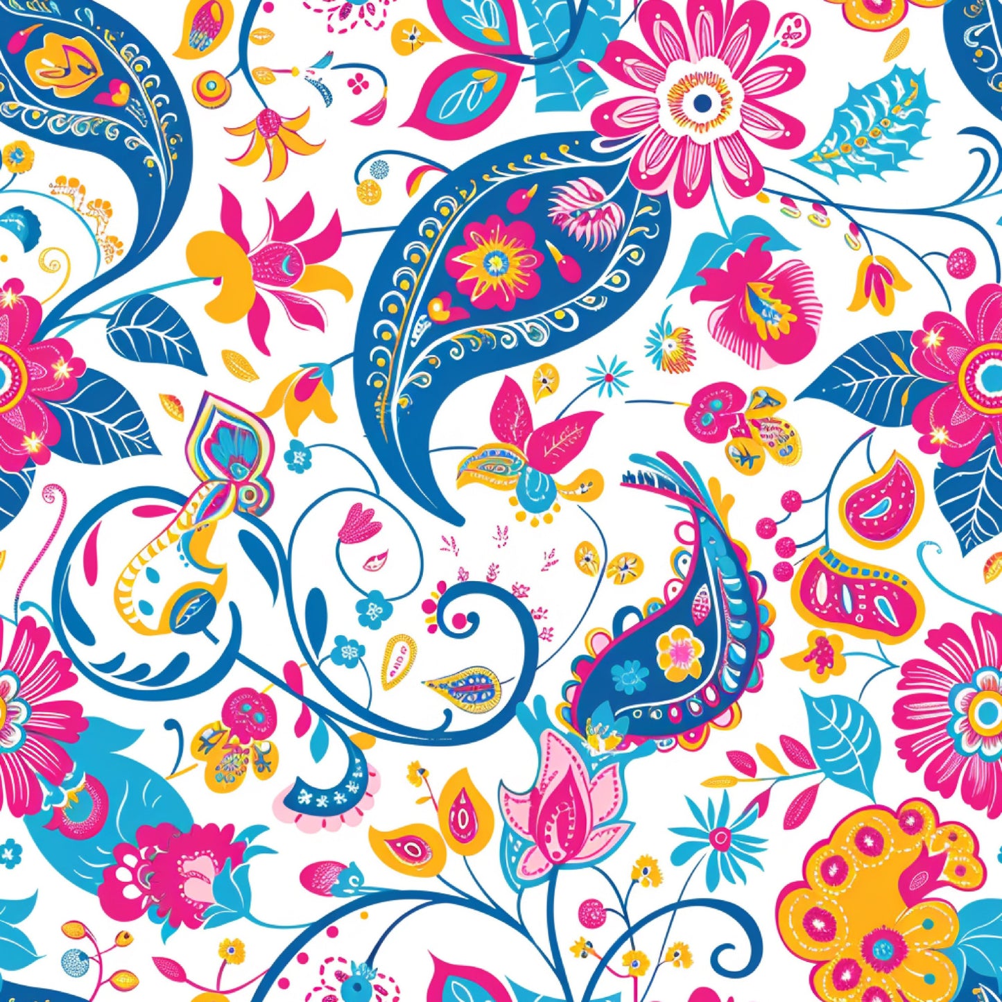 Bright Preppy Paisley Pattern 38 Quilting Cotton Fabric