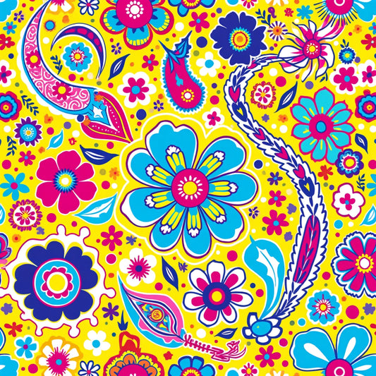 Bright Preppy Paisley Pattern 4 Quilting Cotton Fabric